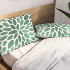 Floral Bloom Green and White Pillow Sham Gallery Image 2