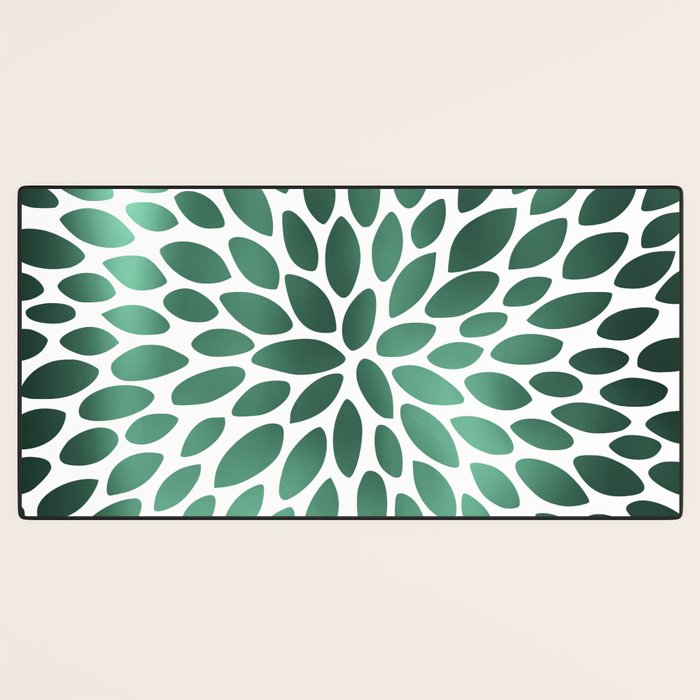 Floral Bloom Green and White Desk Mat Gallery Image 3