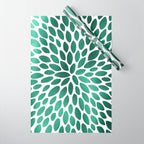 Floral Bloom Green and White Wrapping Paper Gallery Image 1
