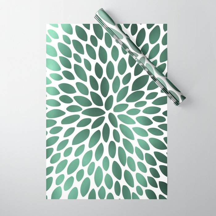 Floral Bloom Green and White Wrapping Paper Gallery Image 1