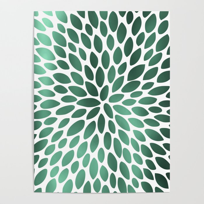 Floral Bloom Green and White Poster Gallery Image 4