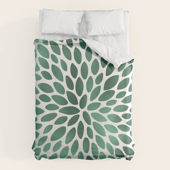 Floral Bloom Green and White Duvet Cover Gallery Image 6