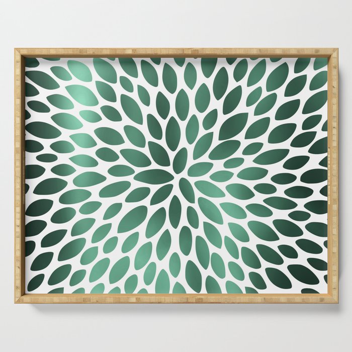 Floral Bloom Green and White Serving Tray Gallery Image 1