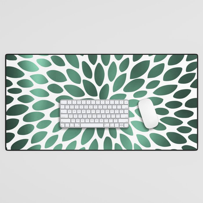 Floral Bloom Green and White Desk Mat Gallery Image 1