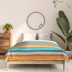 Textured Summer Stripes Pattern in Orange, Rust, Turquoise, Teal, and White Comforter Gallery Image 3
