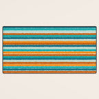 Textured Summer Stripes Pattern in Orange, Rust, Turquoise, Teal, and White Desk Mat Gallery Image 3