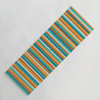 Textured Summer Stripes Pattern in Orange, Rust, Turquoise, Teal, and White Yoga Mat Gallery Image 1