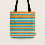 Textured Summer Stripes Pattern in Orange, Rust, Turquoise, Teal, and White Tote Bag Gallery Image 1