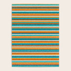 Textured Summer Stripes Pattern in Orange, Rust, Turquoise, Teal, and White Poster Gallery Image 4