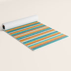 Textured Summer Stripes Pattern in Orange, Rust, Turquoise, Teal, and White Yoga Mat Gallery Image 2