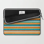 Textured Summer Stripes Pattern in Orange, Rust, Turquoise, Teal, and White Laptop Sleeve Gallery Image 2