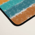 Textured Summer Stripes Pattern in Orange, Rust, Turquoise, Teal, and White Desk Mat Gallery Image 4