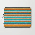 Textured Summer Stripes Pattern in Orange, Rust, Turquoise, Teal, and White Laptop Sleeve Gallery Image 1