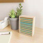 Textured Summer Stripes Pattern in Orange, Rust, Turquoise, Teal, and White Mini Art Print Gallery Image 2