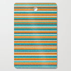 Textured Summer Stripes Pattern in Orange, Rust, Turquoise, Teal, and White Cutting Board Gallery Image 1