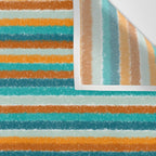 Textured Summer Stripes Pattern in Orange, Rust, Turquoise, Teal, and White Wall Tapestry Gallery Image 3