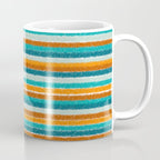 Textured Summer Stripes Pattern in Orange, Rust, Turquoise, Teal, and White Coffee Mug Gallery Image 1