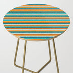 Textured Summer Stripes Pattern in Orange, Rust, Turquoise, Teal, and White Side Table Gallery Image 2