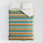 Textured Summer Stripes Pattern in Orange, Rust, Turquoise, Teal, and White Duvet Cover Gallery Image 6
