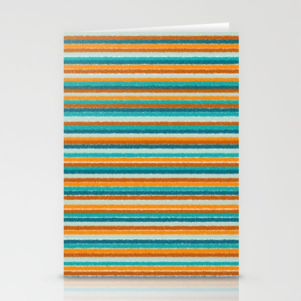 Textured Summer Stripes Pattern in Orange, Rust, Turquoise, Teal, and White Stationery Card Gallery Image 2