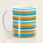 Textured Summer Stripes Pattern in Orange, Rust, Turquoise, Teal, and White Coffee Mug Gallery Image 3