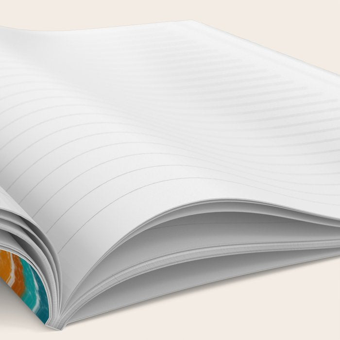 Textured Summer Stripes Pattern in Orange, Rust, Turquoise, Teal, and White Notebook Gallery Image 2
