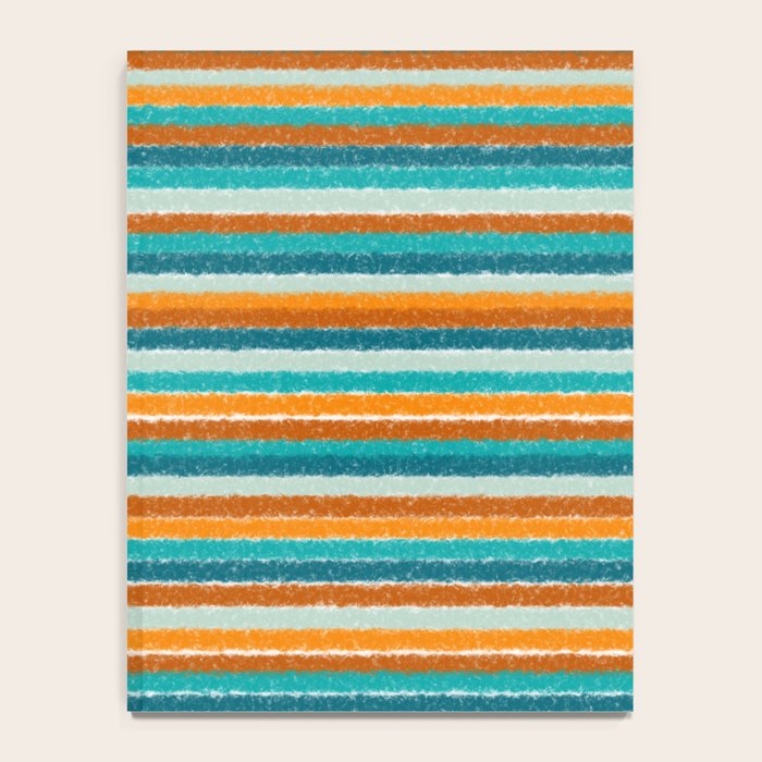 Textured Summer Stripes Pattern in Orange, Rust, Turquoise, Teal, and White Notebook Gallery Image 4