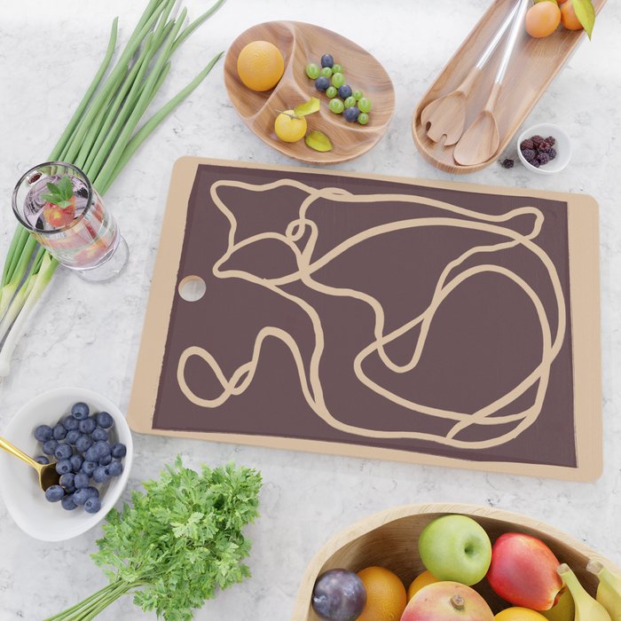 Abstract Line Art Cat 4 Cutting Board Gallery Image 2