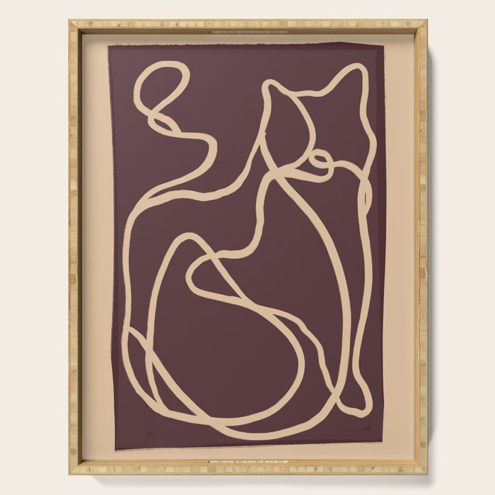 Abstract Line Art Cat 4 Serving Tray Gallery Image 1