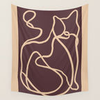 Abstract Line Art Cat 4 Wall Tapestry Gallery Image 4