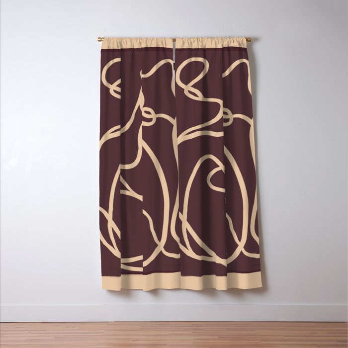 Abstract Line Art Cat 4 Window Curtain Gallery Image 3