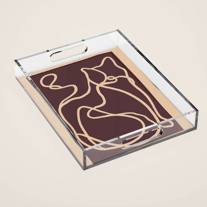 Abstract Line Art Cat 4 Acrylic Tray Gallery Image 1