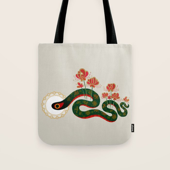 Snake and flowers Tote Bag Gallery Image 1