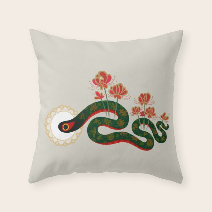 Snake and flowers Throw Pillow Gallery Image 6