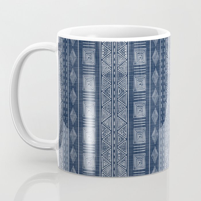 Mudcloth Inspired Navy Blue Small Scale Pattern Coffee Mug Gallery Image 3