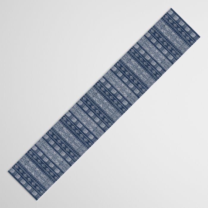 Mudcloth Inspired Navy Blue Small Scale Pattern Table Runner Gallery Image 3