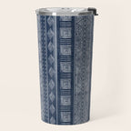 Mudcloth Inspired Navy Blue Small Scale Pattern Travel Mug Gallery Image 2