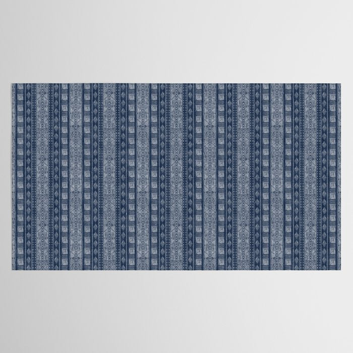 Mudcloth Inspired Navy Blue Small Scale Pattern Tablecloth Gallery Image 2