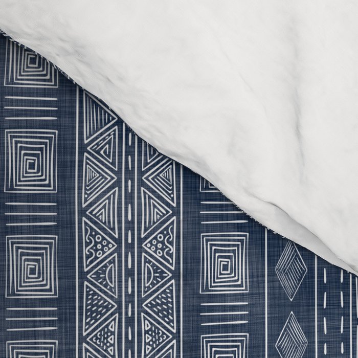 Mudcloth Inspired Navy Blue Small Scale Pattern Comforter Gallery Image 4