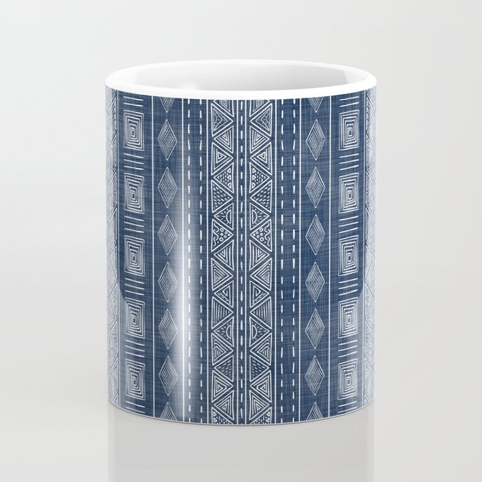 Mudcloth Inspired Navy Blue Small Scale Pattern Coffee Mug Gallery Image 4