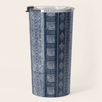 Mudcloth Inspired Navy Blue Small Scale Pattern Travel Mug Gallery Image 3