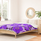  Purple Retro Flowers and Dark Blue Leaves on Light Lilac Pink Background #decor #society6 #buyart Duvet Cover Gallery Image 2