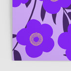  Purple Retro Flowers and Dark Blue Leaves on Light Lilac Pink Background #decor #society6 #buyart Poster Gallery Image 3