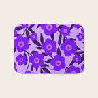  Purple Retro Flowers and Dark Blue Leaves on Light Lilac Pink Background #decor #society6 #buyart Bath Mat Gallery Image 1