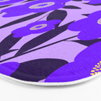  Purple Retro Flowers and Dark Blue Leaves on Light Lilac Pink Background #decor #society6 #buyart Bath Mat Gallery Image 3