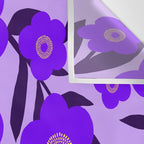 Purple Retro Flowers and Dark Blue Leaves on Light Lilac Pink Background #decor #society6 #buyart Wall Tapestry Gallery Image 3