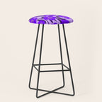  Purple Retro Flowers and Dark Blue Leaves on Light Lilac Pink Background #decor #society6 #buyart Stool Gallery Image 1