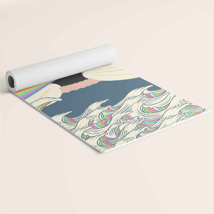 Meowtain cat 5 rainbow wave catzilla  Yoga Mat Gallery Image 2