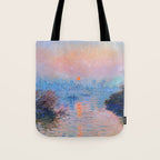 Claude Monet Sunset on the Seine at Lavacourt, Winter (High Res & Color Restored) Tote Bag Gallery Image 1
