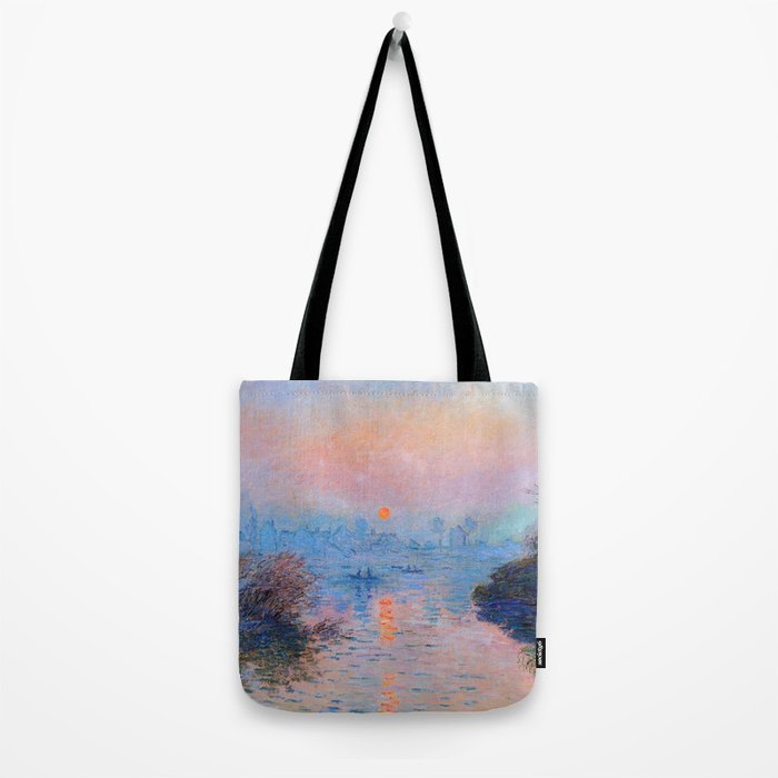 Claude Monet Sunset on the Seine at Lavacourt, Winter (High Res & Color Restored) Tote Bag Gallery Image 2